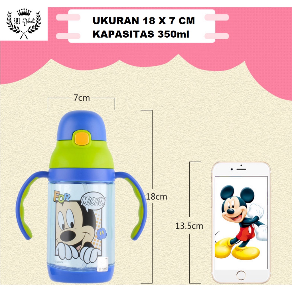 BOTOL MINUM ANAK ORIGINAL KARAKTER KARTUN TRITAN BPA FREE 350 ml - Dengan Sedotan