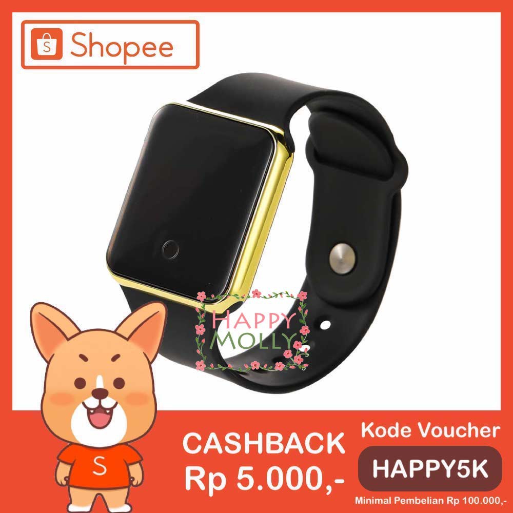 Touch Screen★LED Watch [ Black Gold ] Jam Tangan Digital Pria &amp; Wanita - Strap Rubber