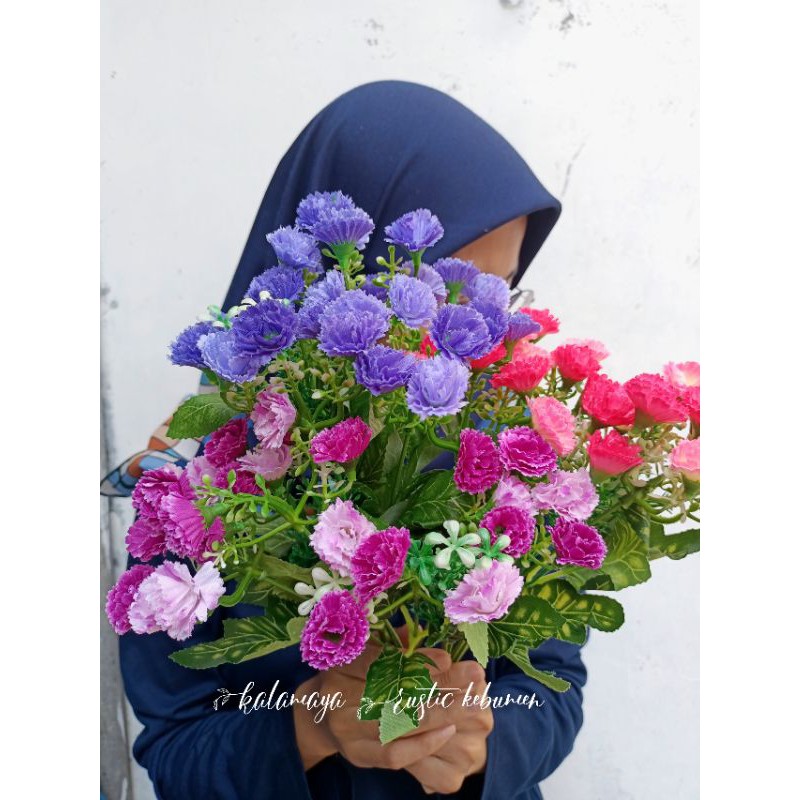 Anyelir Bunga Plastik Artificial Dekorasi Rustic Hiasan Mahar Dried Flower Hampers Ringbox
