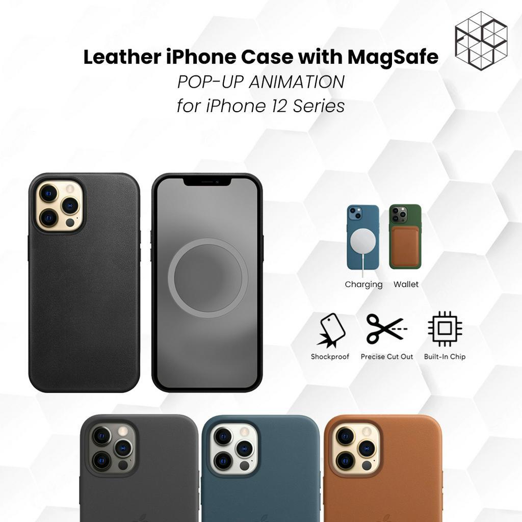 iPhone 12 Series Leather Case with Magsafe Ori Version Green Peel (POP-UP ANIMATION)