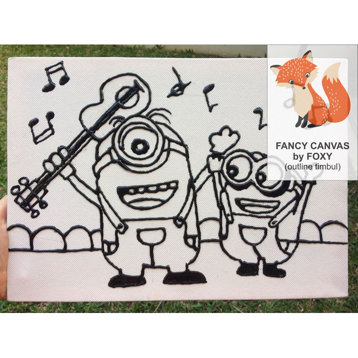 

READY KANVAS LUKIS ANAK OUTLINE TIMBUL GAMBAR - DOUBLE MINIONS PERALATAN MELUKIS ANAK