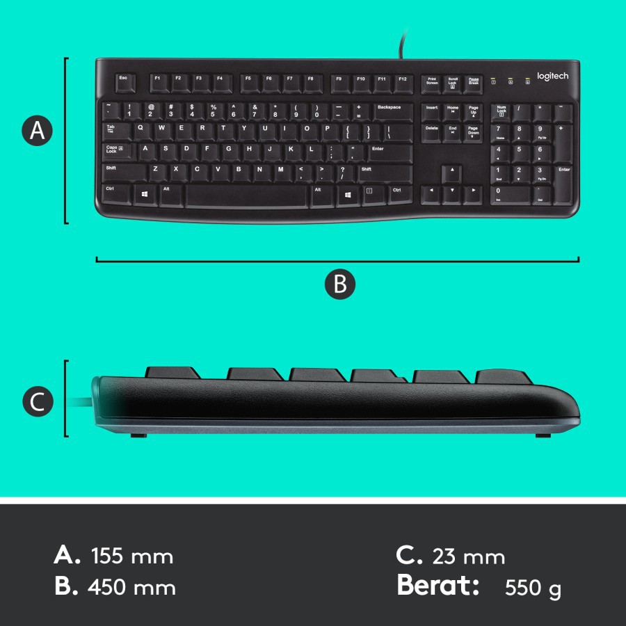 Logitech MK120 USB Keyboard Mouse Bundle / GARANSI RESMI