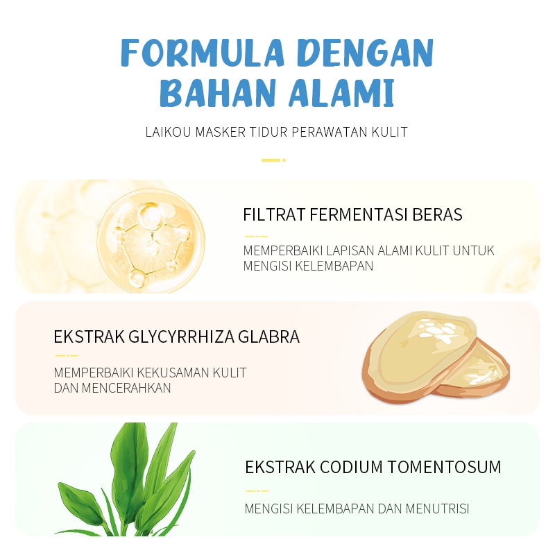 LAIKO Krim Malam Meremajakan Kulit Sleeping Mask Menghaluskan Anti Penuaan 3g