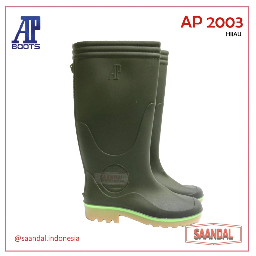 Sepatu Boots Air Tinggi Safety AP 2003 Hijau Perkebunan Tahan Air