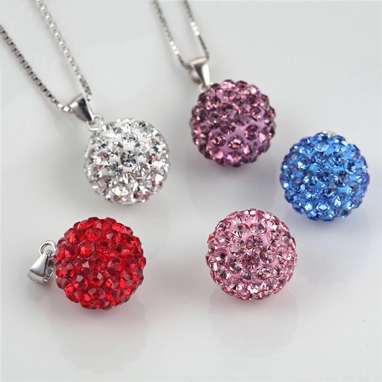 INFY - Kalung Titanium Liontin Wanita Kristal bulat Gaya Korea crystal Aksesoris Anti Karat A011