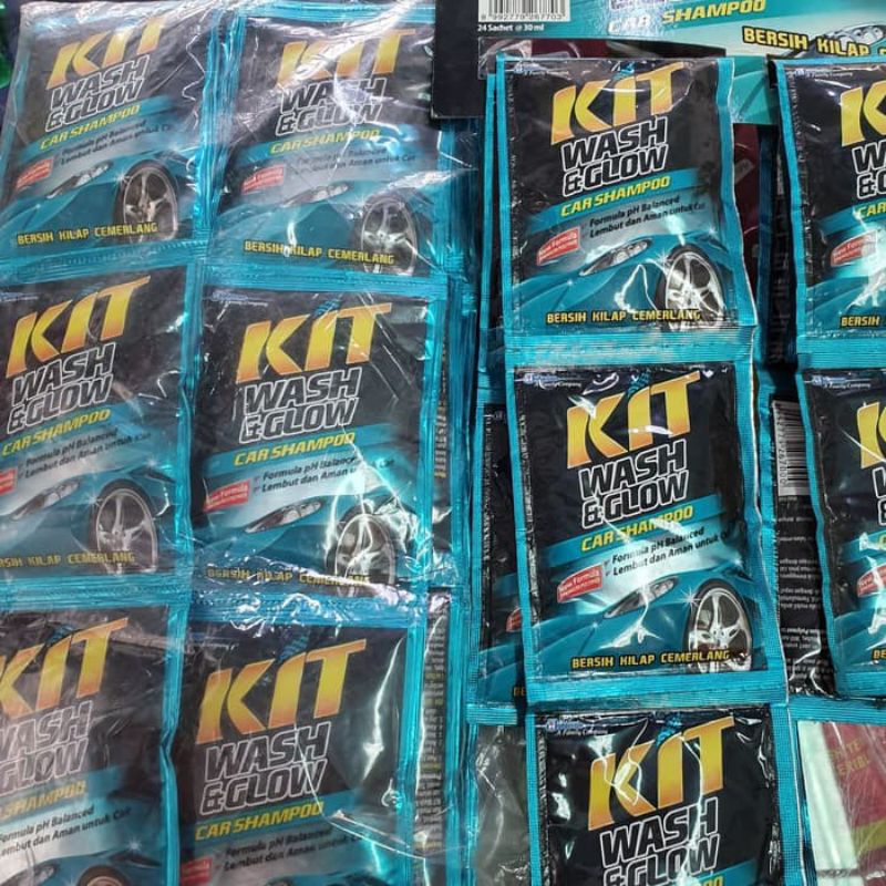 Kit Wash &amp; Glow Car Sachet 30Ml Shampoo Cuci Mobil Motor Kendaraan Perawatan Bersih Kilap Cemerlang