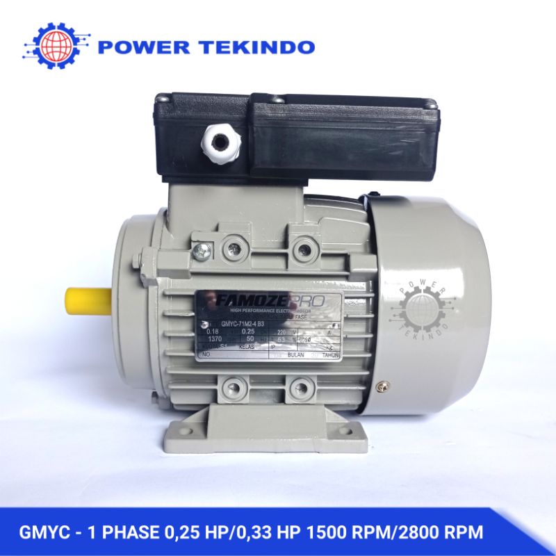 Famoze Pro Dinamo 1 Phase 0,25 HP / 0,33 HP 1400 RPM / 2800 RPM GMYC Electro Motor 1/4 PK 1/3 PK