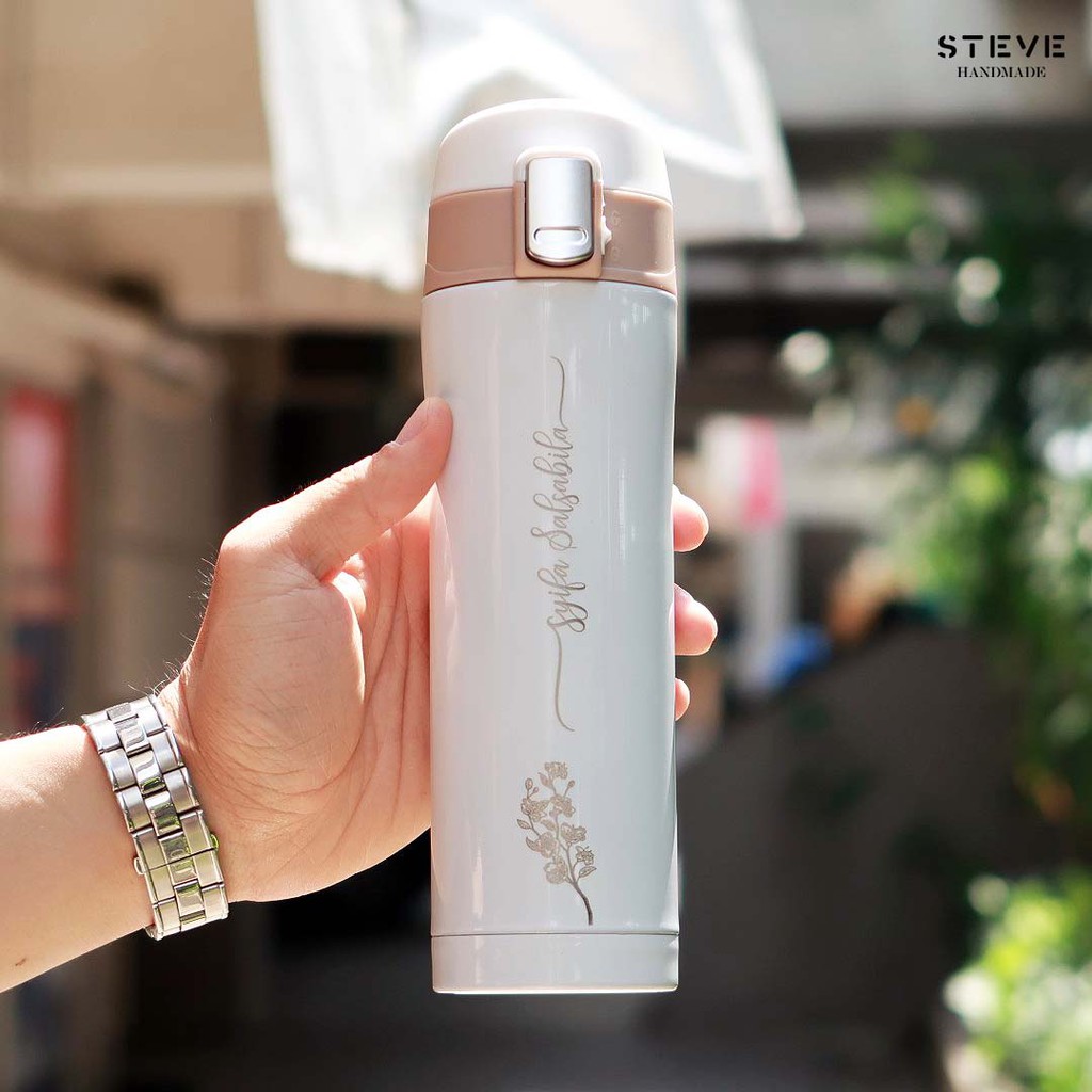 Botol minum stainless termos vacuum tumbler travel mug TM0329 White