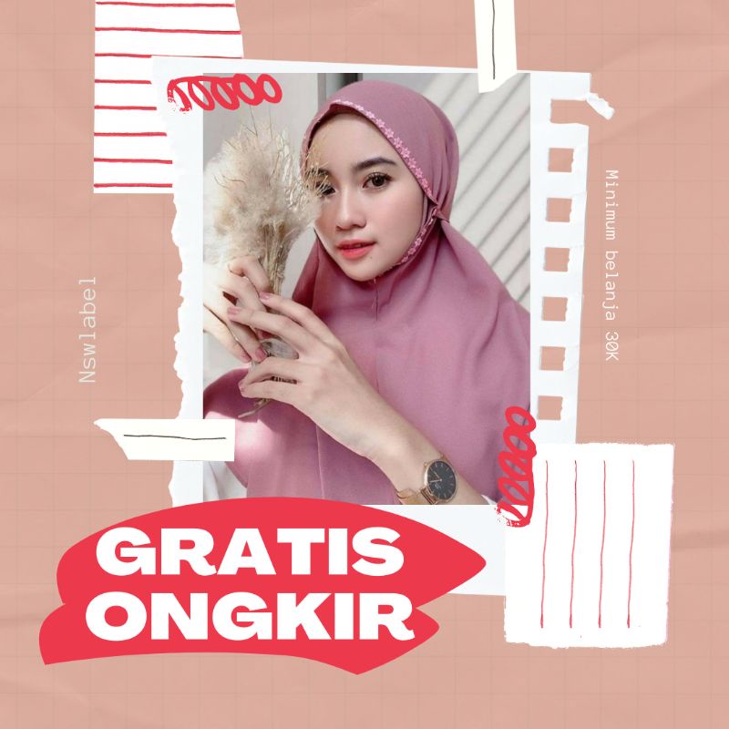 ✨NSWLABEL✨ BERGO MELATI/ HIJAB BERGO RENDA BUNGA MELATI