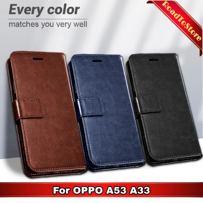 Casing OPPO A53 A33 A 53 33 Flip Wallet Leather Dompet Kulit Soft Case