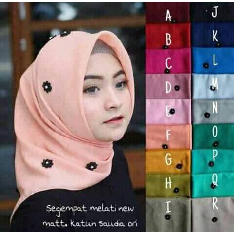 Grosir Jilbab Kerudung Hijab Segiempat Black Jasmine / Segiempat Melati Tabur  ( isi 20pcs )