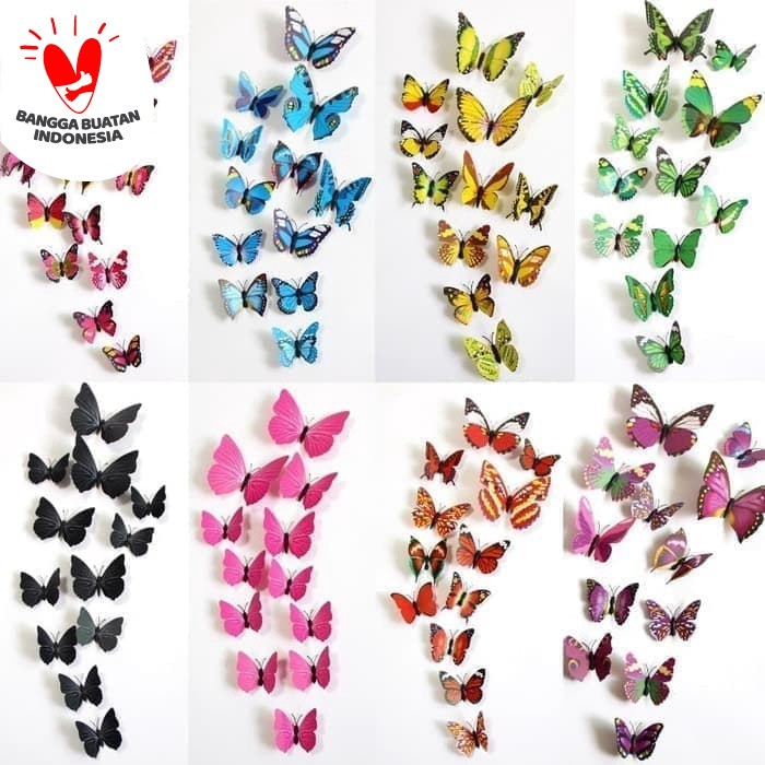 3D Butterfly stiker dinding sticker kupu kupu hias Wall Paper Dekorasi Interior Rumah Kamar tidur