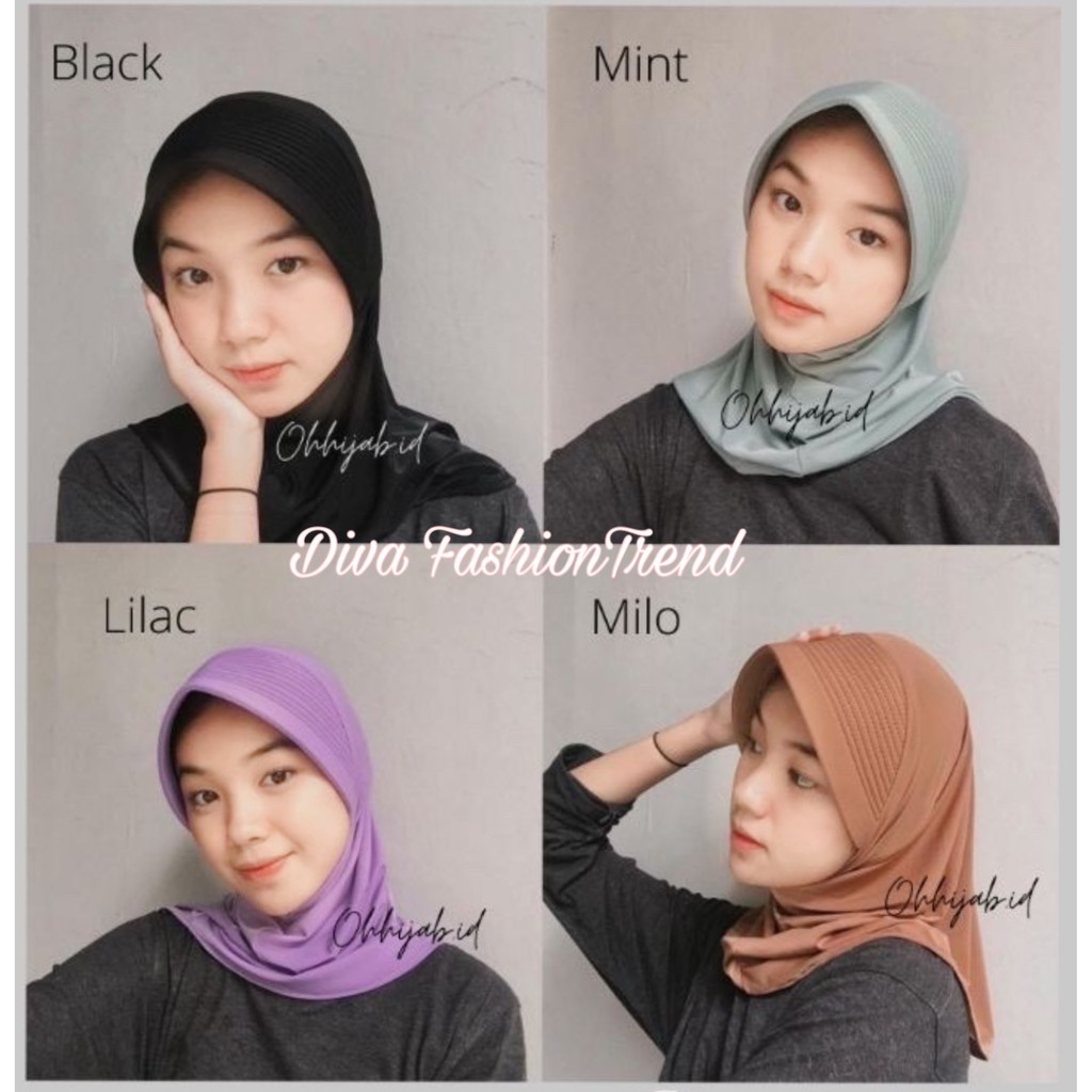 Hijab Instan Sport Kerudung Olahraga spandek bergo polos Linear / Hijab Sporty Pendek-1