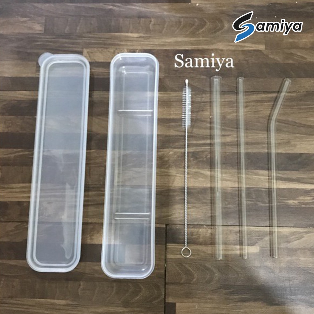 paket sedotan kaca ( TERIMA CUSTOM PRINT NAMA dan LOGO ) / glass straw set free box dan sikat sedotan ( MENERIMA CUSTOM LOGO )