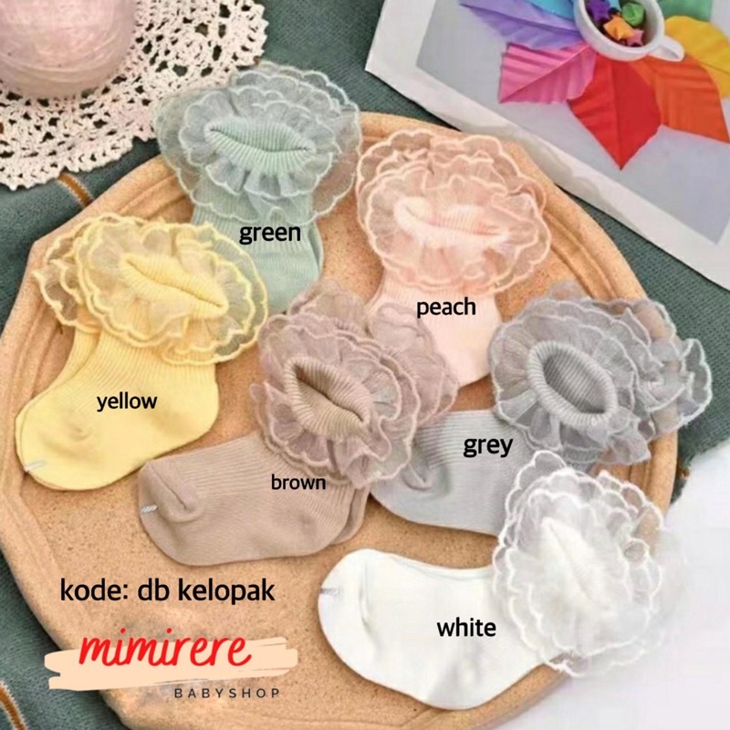 Kaoskaki Bayi Girl Renda Import Warna Pastel | Kaos kaki Bayi 0-12bulan