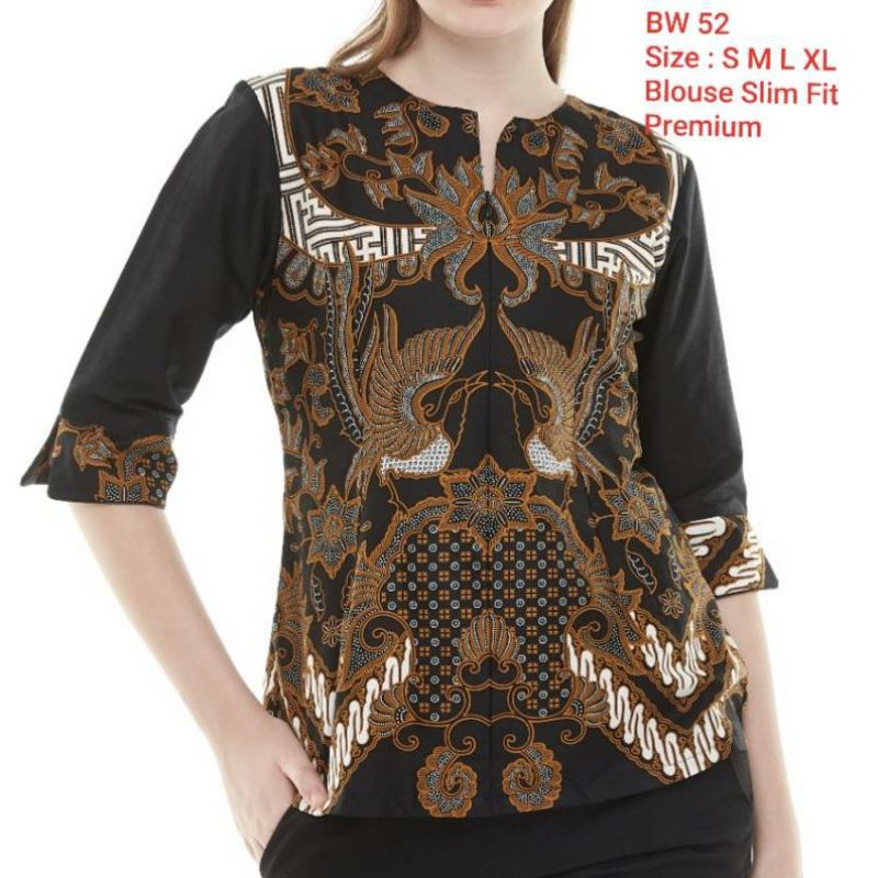 BAJU BATIK WANITA SLIM FIT BW15 KEMEJA UNIK PREMIUM