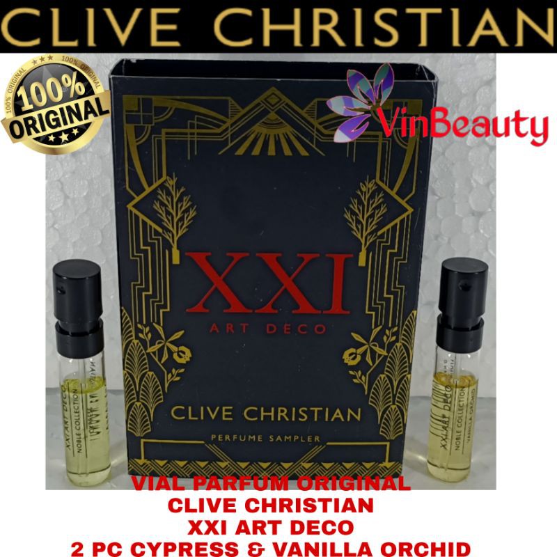 Vial Set Parfum OriginaL Clive Christian XXI Art Deco 2 Pc Cypress &amp; Vanilla Orchid