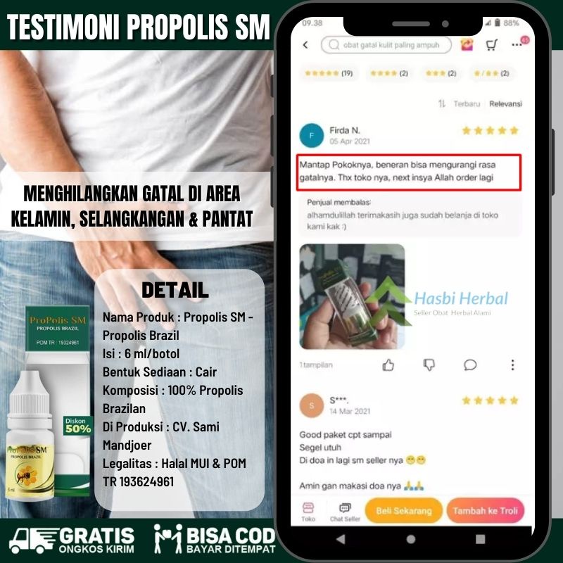 Salep Penghilang Selangkangan Hitam Akibat Jamur - Penghilang Gatel - Penghilang Bekas Kulit Lecet - Propolis SM 100% Original Alami-3