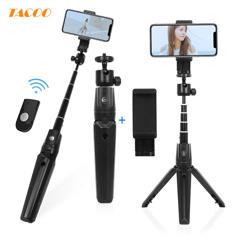 

Tacoo Bluetooth Selfie Stick 3 in 1 Tongsis & Tripod Tongkat Tomsis with Remote Shutter Wireless