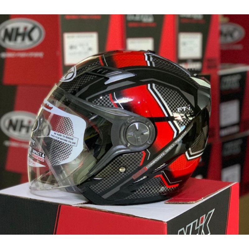 NHKhelmetjakarta Helm NHK R1 [Black Red Carbon]