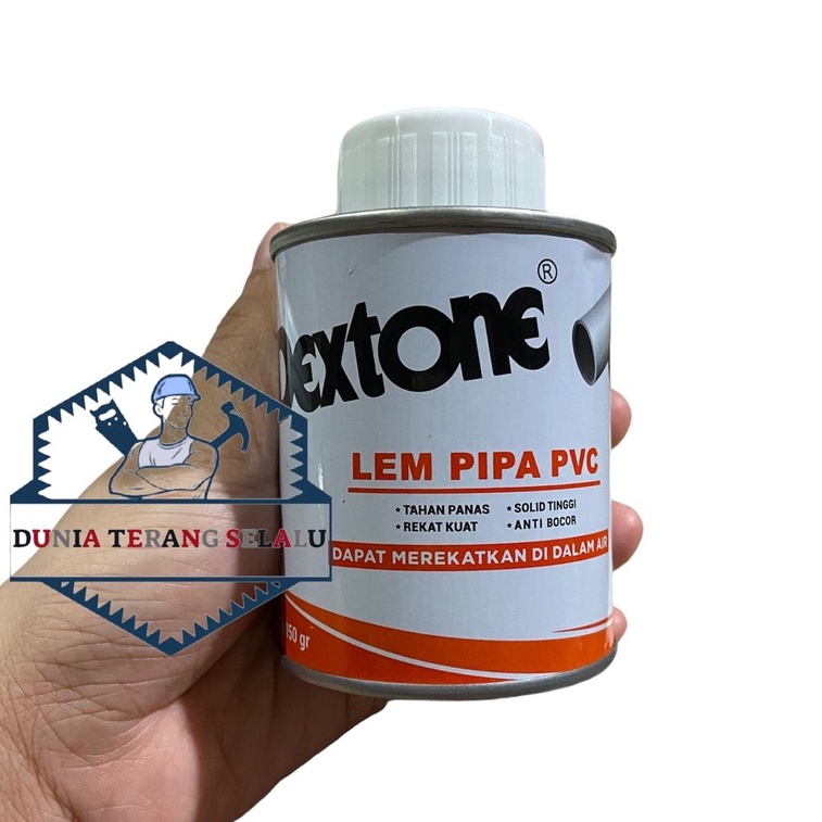 Lem Pipa PVC DEXTONE 150 gram - Lem Paralon Kaleng 150gr - Lem PVC Proyek Lem Fitting Kuas Lem Pipa Plastik Lem Pralon DEXTONE