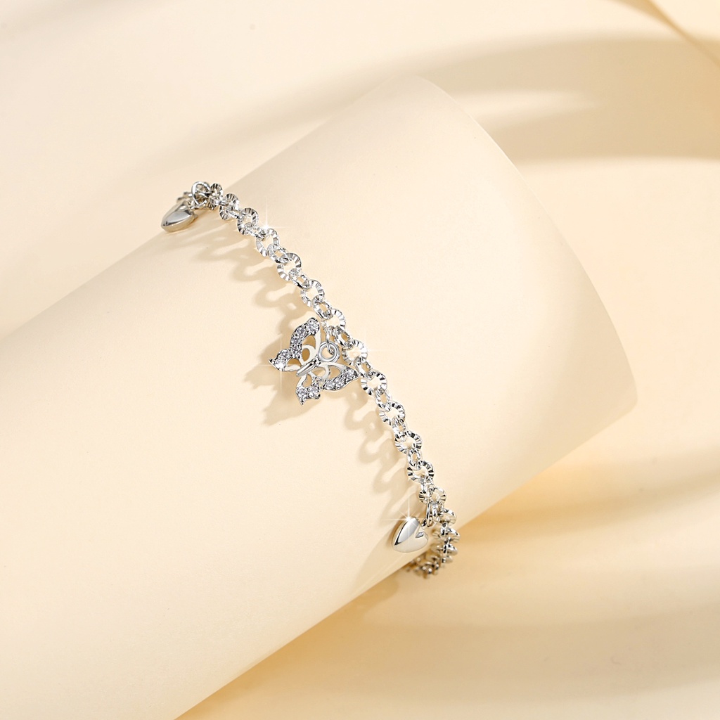 Y570【COD】Gelang Titanium Perak Xuping Diamond Kupu-kupu Crystal Jewelry
