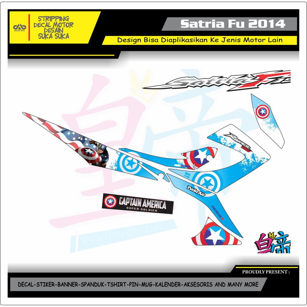 Sticker Striping Motor Satria Fu Facelift Captain America Shopee