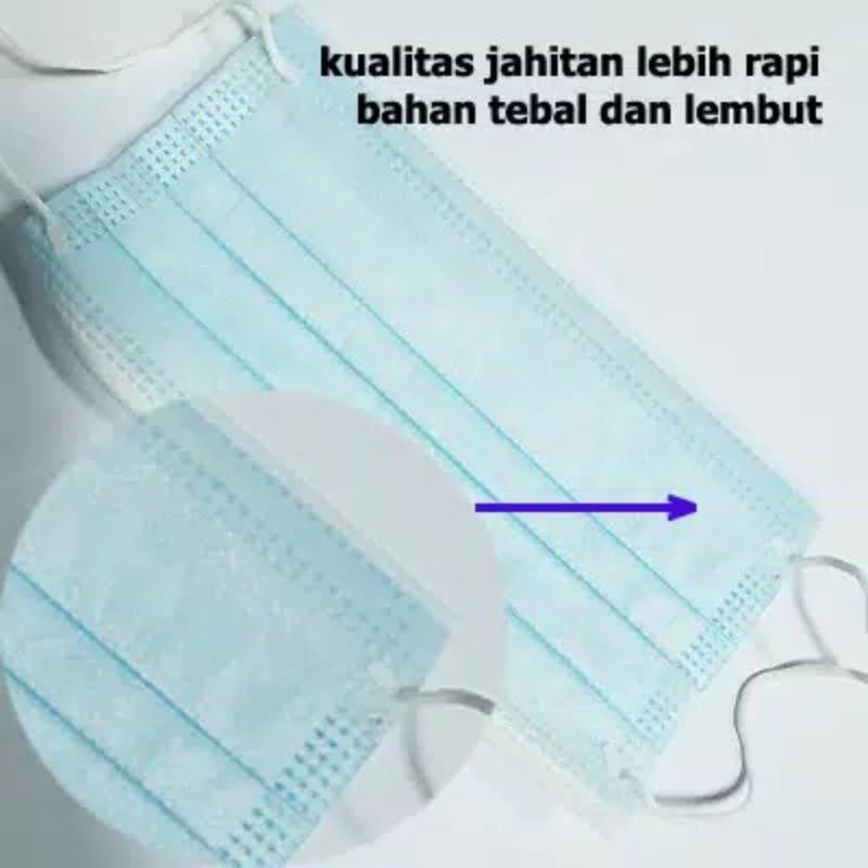 masker bedah 3ply earloop surgical disposable 3 ply masker medis (HARGA/BOX)WELLNESS