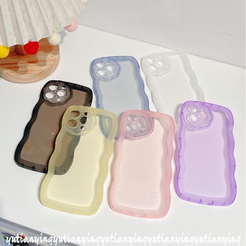 Soft Case Pelindung Lensa Kamera Bahan Tpu Motif Bunga Gelombang Tahan Banting Untuk IPhone XR 7plus 8plus 11 12 13 Pro Max 7 8 XS X SE 2020