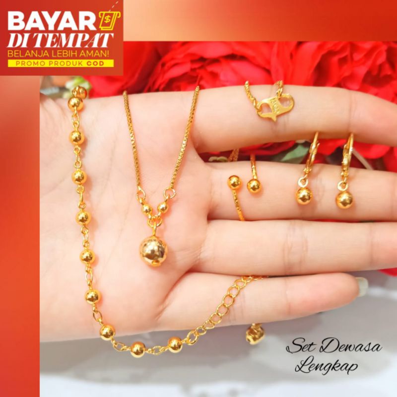 Set Dewasa biji lada simple elegan logam emas anti karat