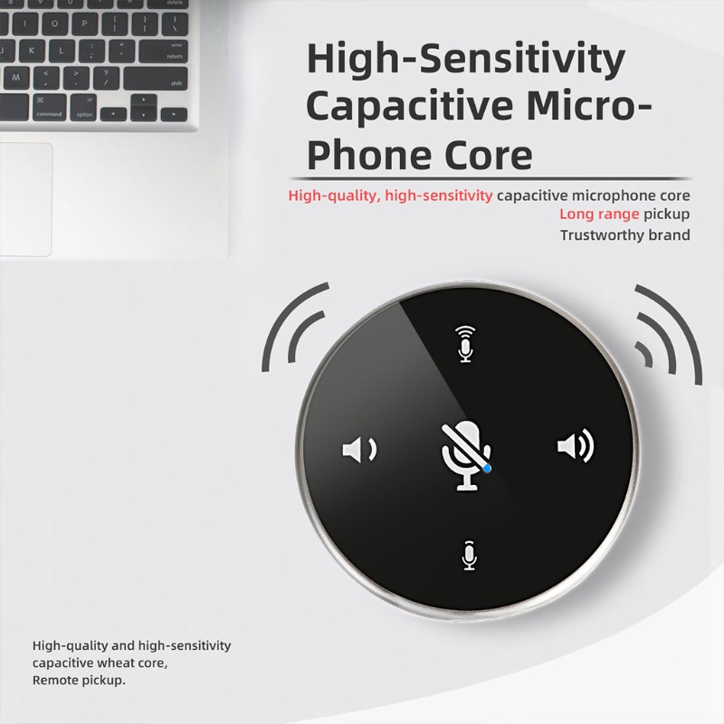 Mikrofon Konferensi Usb Omni-Direction Audio Speakerphone Pickup Sensor Sentuh Tombol Ke Mute Volume Untuk Streaming