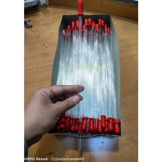 Pipet Tetes Kaca Dot Merah  30cm isi 10pcs