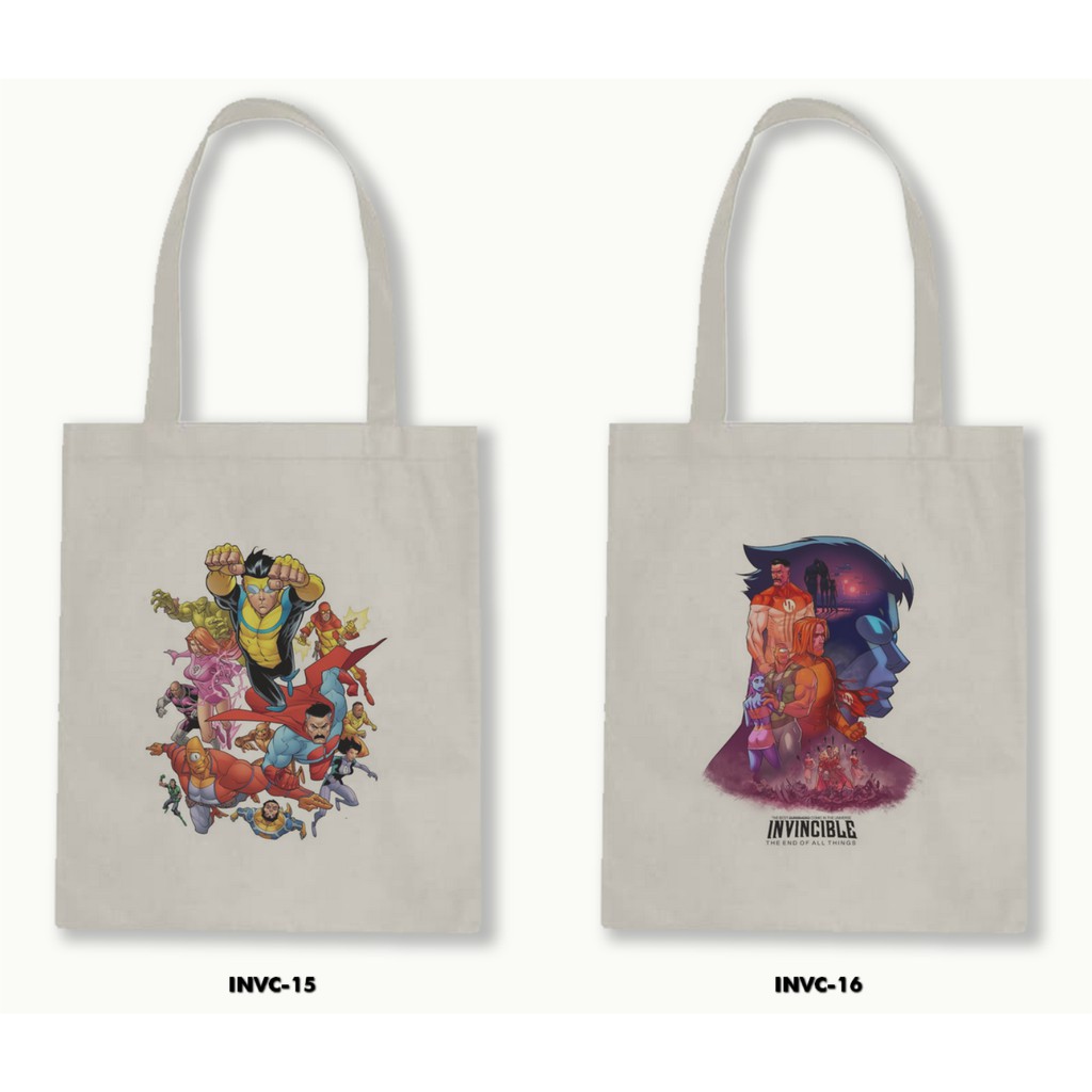 Tas Tote Bag Resleting Kanvas/Blacu  - Invincible .01