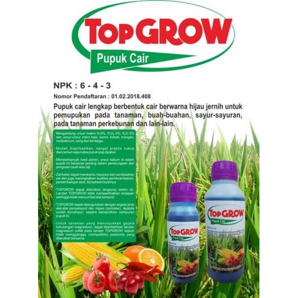 Top grow pupuk NPK cair kemasan 500 ml plus ZPT