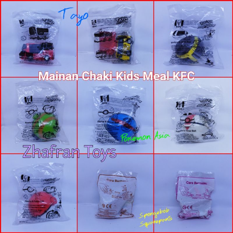 Action Figure Mainan KFC Chaki Kids Meal Tayo Pokemon Asia SpongeBob hokben BoBoiBoy kou kou
