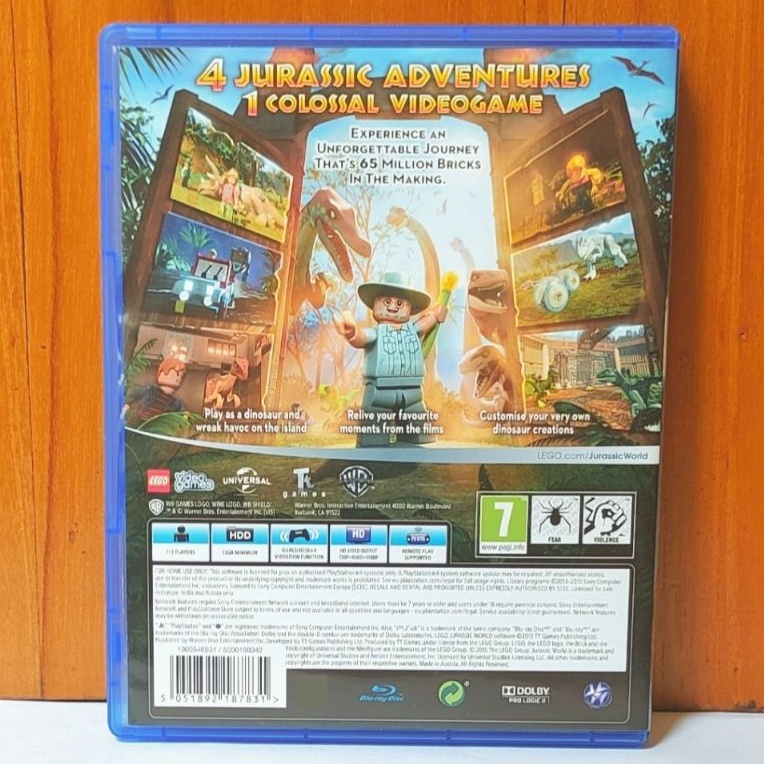 Lego Jurassic World PS4 Kaset Lego Jurassicworld Playstation PS 4 5 CD BD Game Games Jurasic Worlds dinosaurus dino lego avengers city undercover batman evolution super heroes mainan anak ps4 ps5 original asli ori