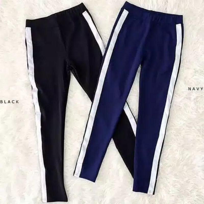 CELANA Stripe Pants Celana strepe wanita BAHAN SCUBA