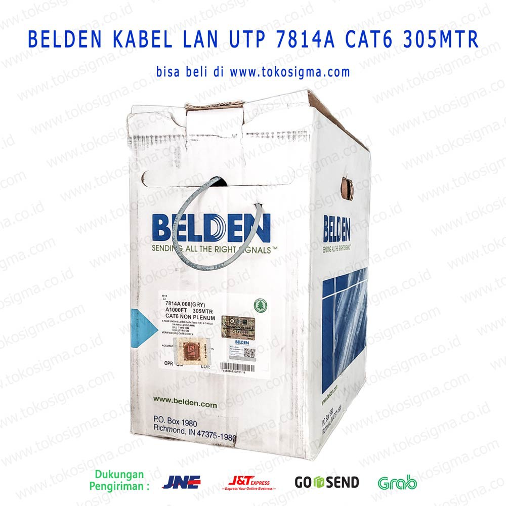 KABEL LAN CAT6 UTP BELDEN 7814A 305 meter Original USA Cat 6 Network