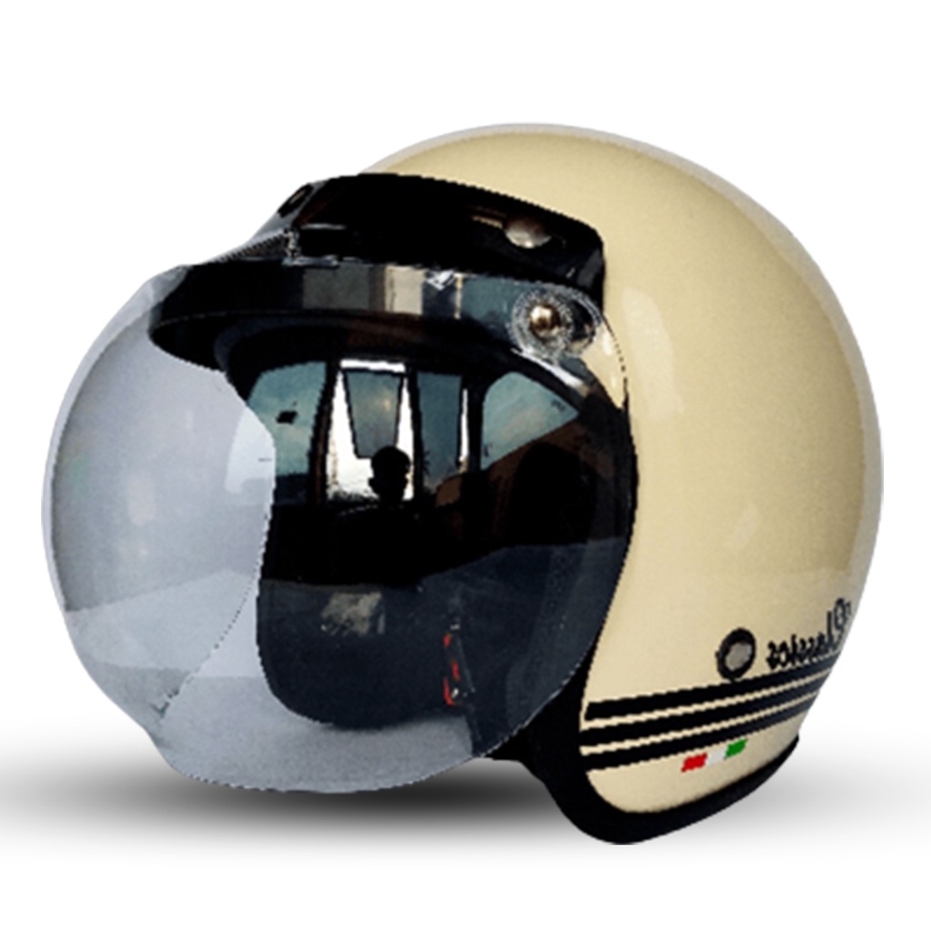 HELM Bogo Dewasa CLASSIC Kaca DATAR Kaca Cembung Hitam Bening Untuk Pria Dan Wanita Dewasa SNI COD Free PAcking