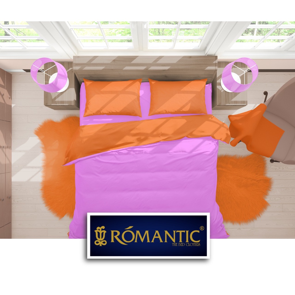 Two Tone Bedcover ROMANTIC Pink x Orange aesthetic Bandung