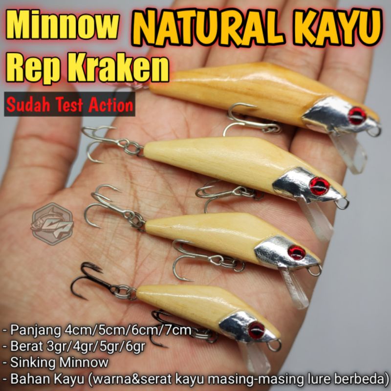Minnow NATURAL KAYU / Natural Wooden Lure / Minow / Minnow Kayu