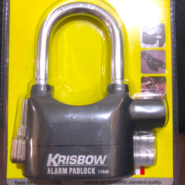 GEMBOK ALARM ANTI MALING KRISBOW ORIGINAL PADLOCK SENSOR GETAR 110DB KUNCI PAGAR RUMAH TAHAN AIR ORI