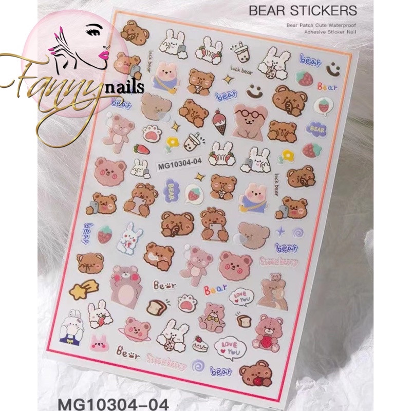 STICKER KUKU BEAR STICKERS PREMIUM 3D 5D STIKER KUKU NAIL STICKER NAILART BERUANG