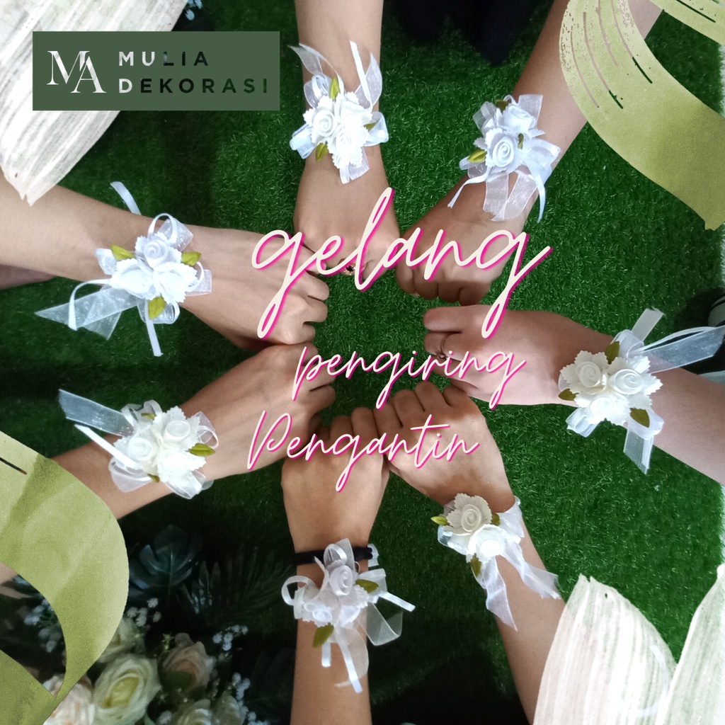 Gelang Bunga Tangan Bridesmaid Korsase Pengiring Pengantin Hand Corsage Bridesmaid