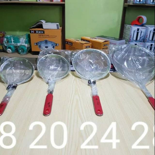 Saringan minyak halus gagang panjang 20cm