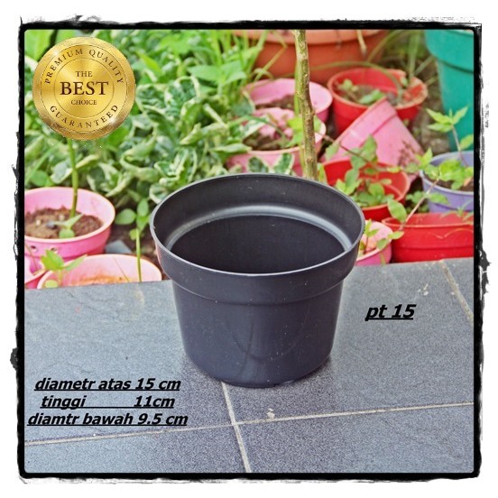 Pot Bunga 15 Hitam Toko Pot Tanaman Hias Grosir Murah Pot Plastik 15 Cm Polos Hitam