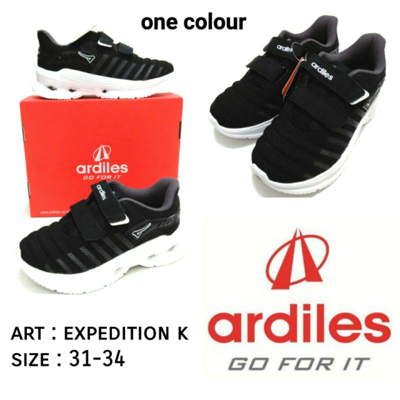 SEPATU ANAK UNISEX COWOK CEWEK KREKETAN HITAM PUTIH ARDILES EXPEDITION 1 WARNA SIZE 31-34