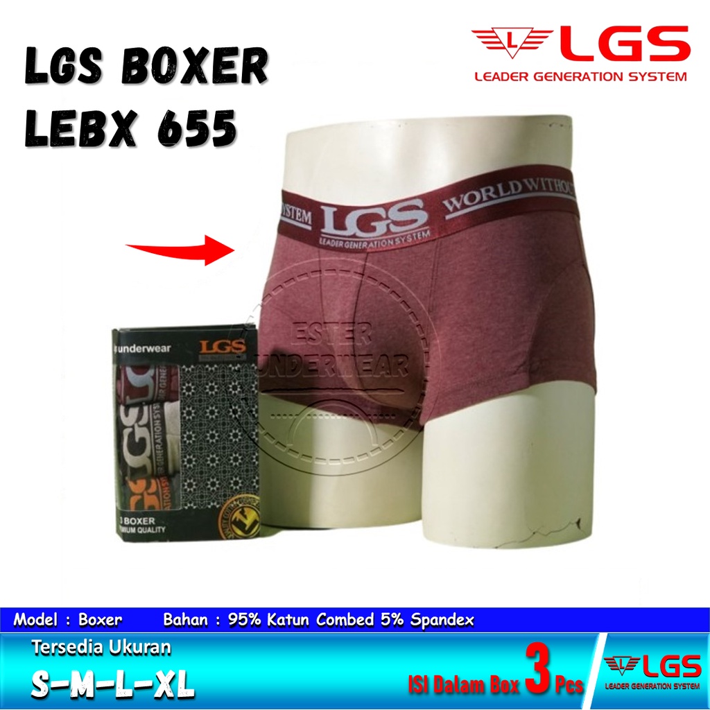 CELANA BOXER PRIA LGS 655 ISI 3Pcs |BOXER BAHAN COTTON MISTY