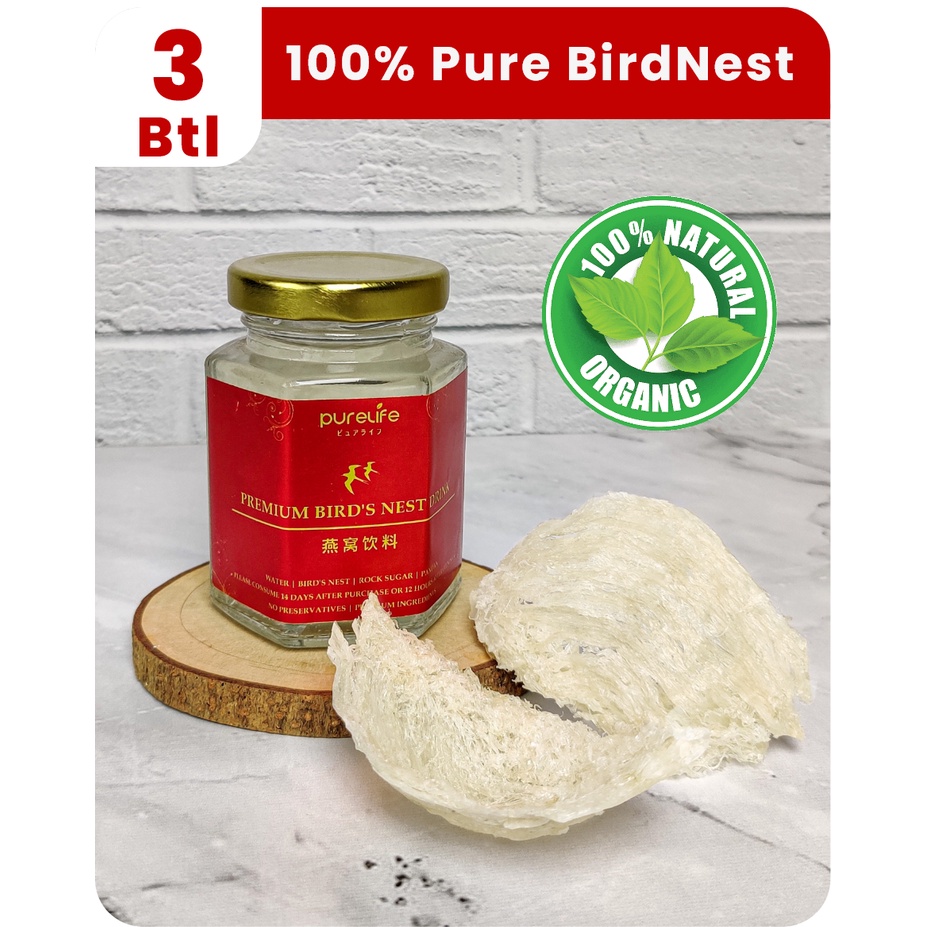 

Sarang Burung Walet PureLife Birdnest 100% Asli - 3 Botol