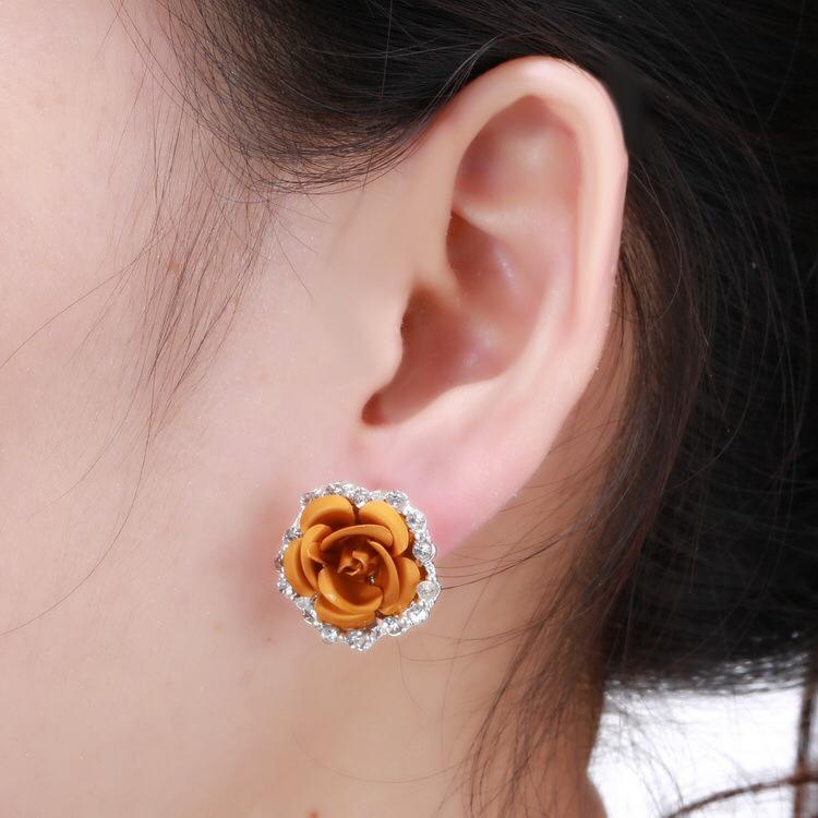 Anting wanita berlian mawar model korea terbaru cantik lucu imut rose earring baru lucu cute